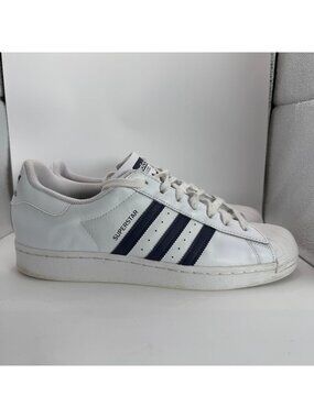 Adidas Superstar White & Navy Mens Sneakers Size 11 Classic Leather Shoes